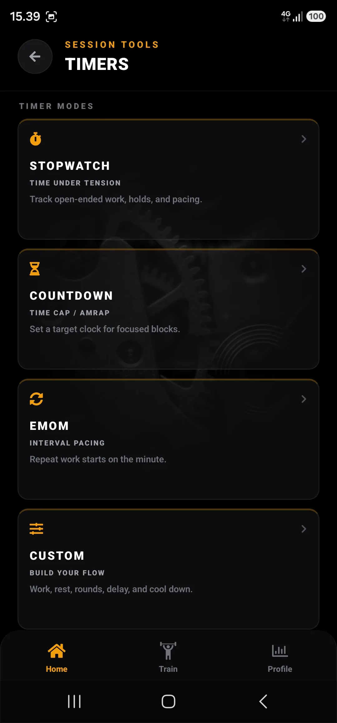 GymOptic training timers